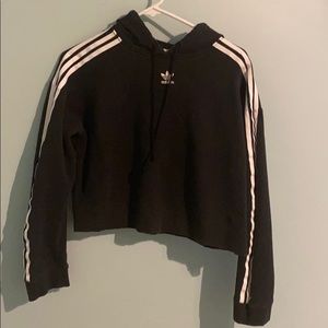 Adidas Three Stripe Cropped Hoodie